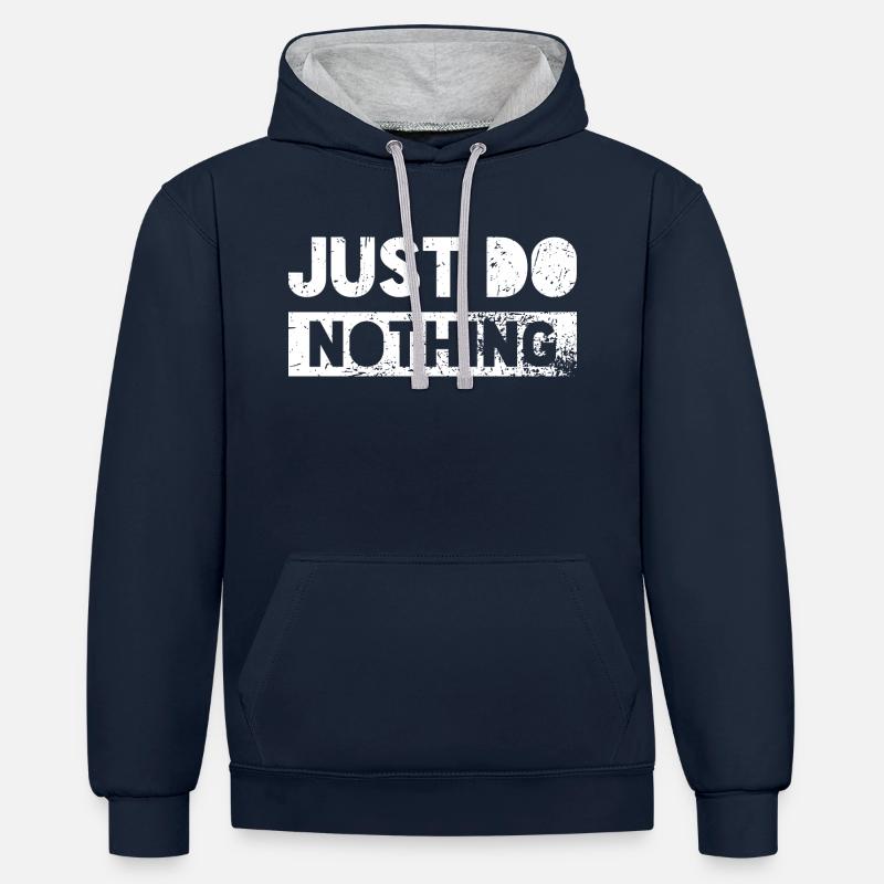 just do nothing - Sweat à capuche contrasté - bleu marine/gris chiné