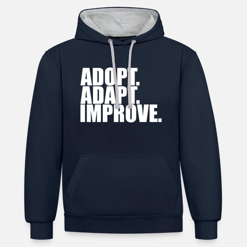 AAI - Sweat à capuche contrasté - bleu marine/gris chiné