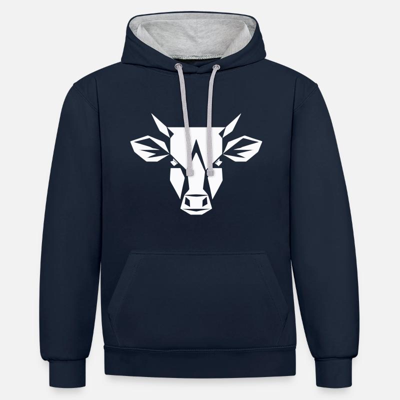 Bulle Polygon - Landwirtschaft Design - Kontrast-Hoodie - Navy/Grau meliert