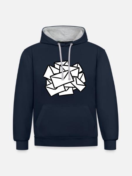 Breve postbud breve brev mail post beskeder - Kontrast-hoodie - navy/gråmeleret