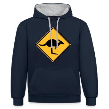 Caution kangaroo - Contrast hoodie - navy/heather grey - Front - Nico (186cm)
