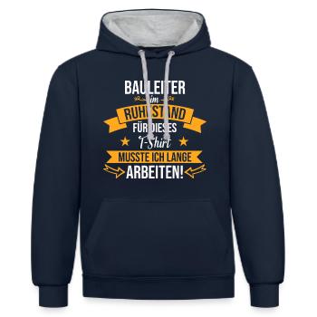 Bauleiter Beruf Baustelle Bauarbeiter Rente Spruch - Kontrast-Hoodie - Navy/Grau meliert - Vorne - Nico (186cm)