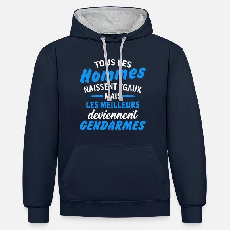meilleurs deviennent gendarmes - Sweat à capuche contrasté - bleu marine/gris chiné