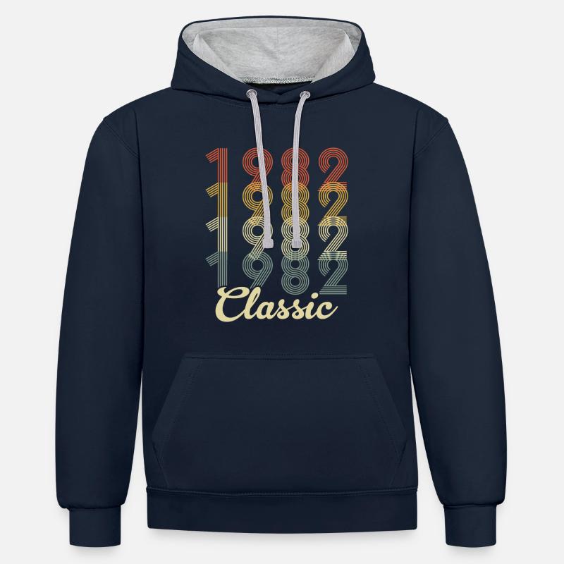 classic 1982 made in 1982 - Sweat à capuche contrasté - bleu marine/gris chiné