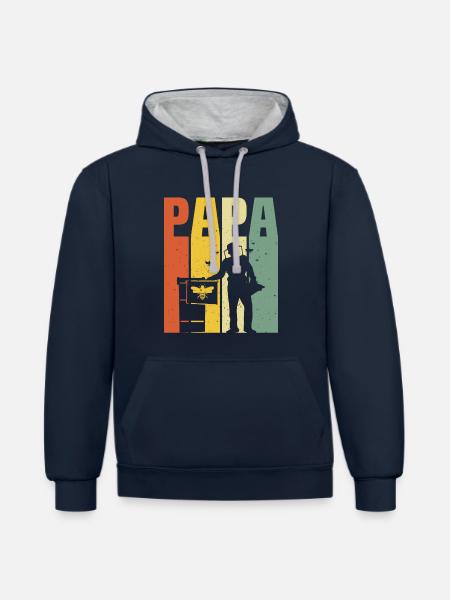 Papa Imker T-Shirt Papa Imkerei - Kontrast-Hoodie - Navy/Grau meliert
