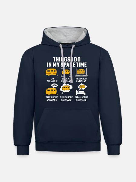 Things i do in my spare time tow caravans camping - Contrast hoodie - navy/heather grey