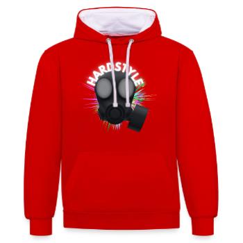 Hardstyle - Kontrast-Hoodie - Rot/Weiß - Vorne - Liana (172cm) & Jaron (178cm)