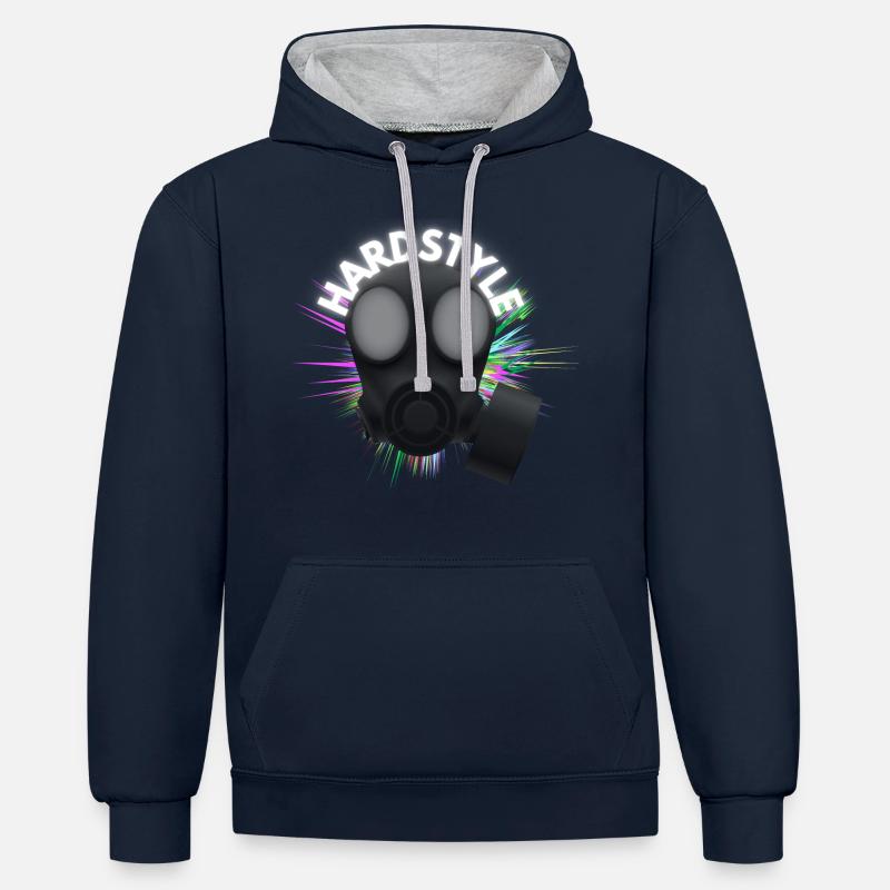 Style dur - Sweat à capuche contrasté - bleu marine/gris chiné