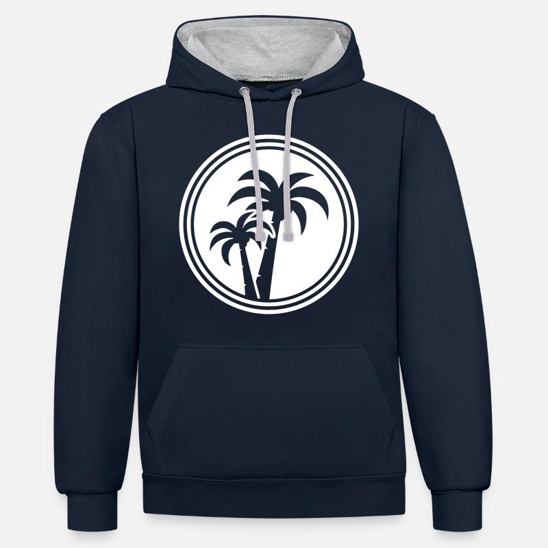 symbole de la paume - Sweat à capuche contrasté - bleu marine/gris chiné