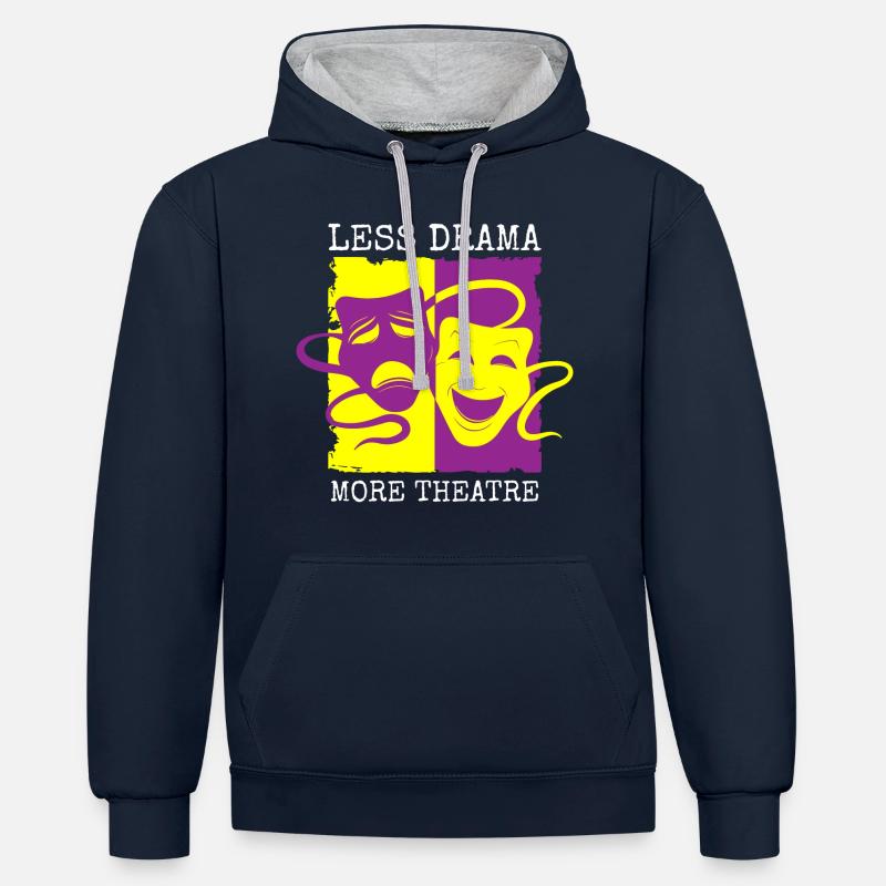 Rideau de répétition d’acteur - Sweat à capuche contrasté - bleu marine/gris chiné