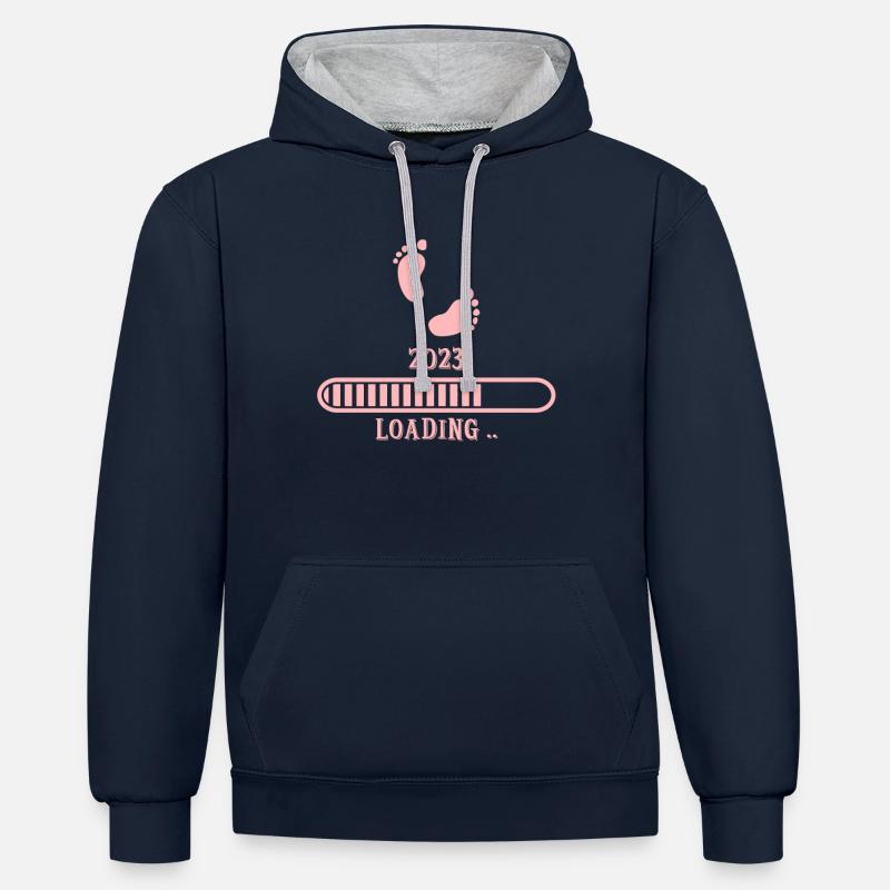 Bébé 2023 loading - Sweat à capuche contrasté - bleu marine/gris chiné