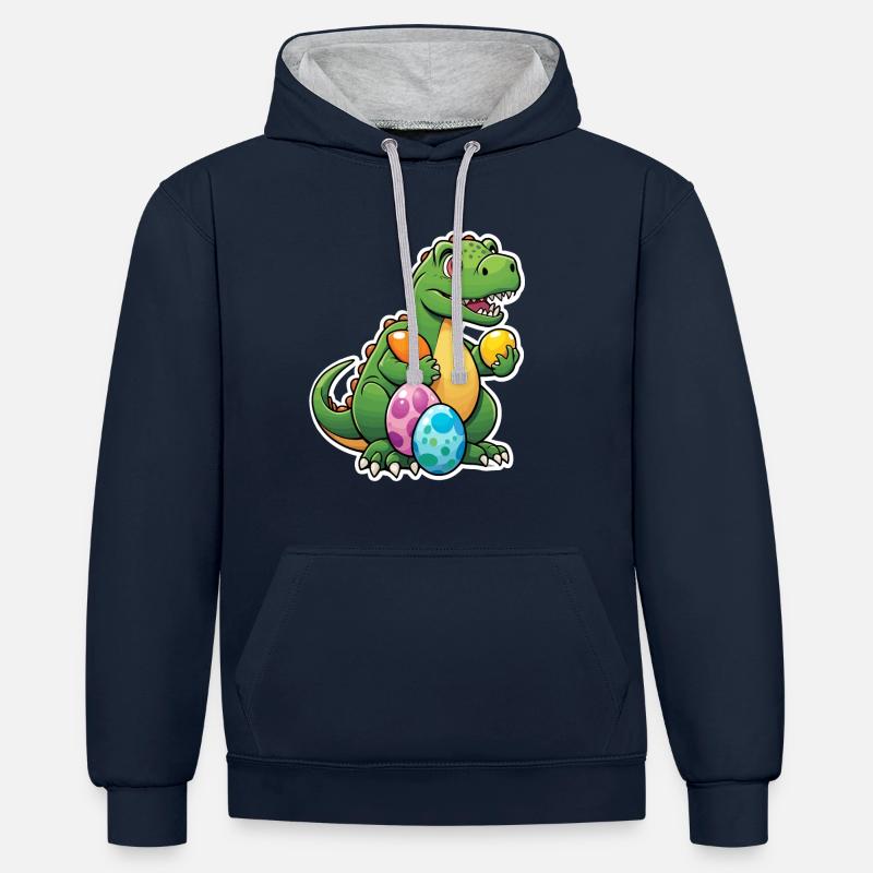 Dinosaur Easter Eggs Easter - Contrast hoodie - navy/heather grey