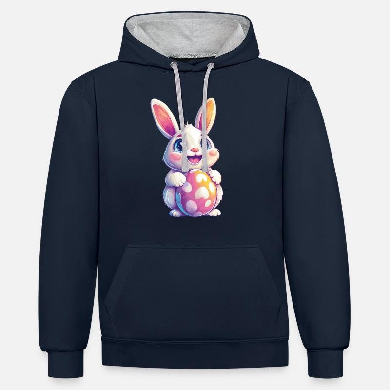 Bunny Easter Easter Bunny - Contrast hoodie - navy/heather grey
