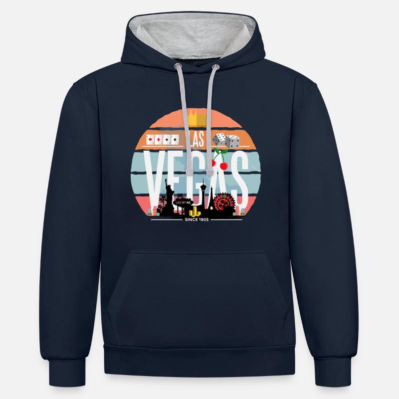 Las Vegas - Sweat à capuche contrasté - bleu marine/gris chiné
