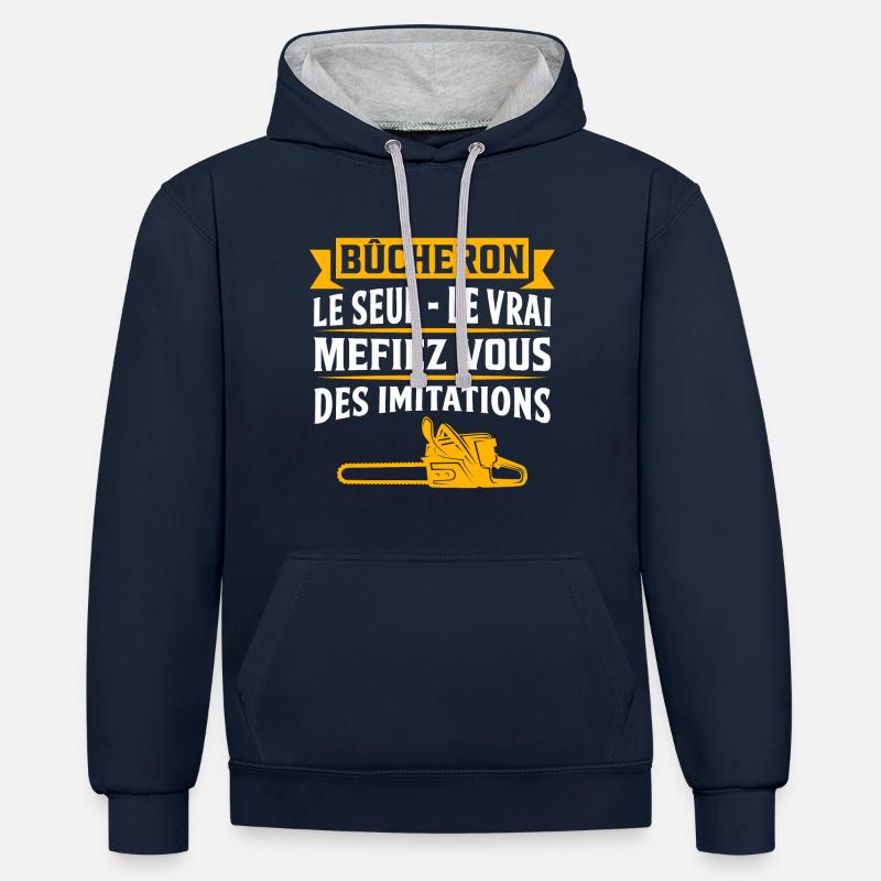 gift lumberjack t-shirt bucheron - Contrast hoodie - navy/heather grey