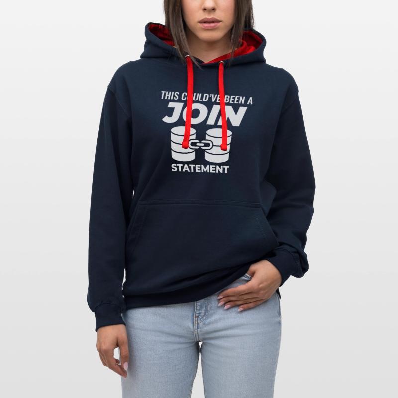 SQL Join Database, instruction de programmation des données Sweat à capuche contrasté