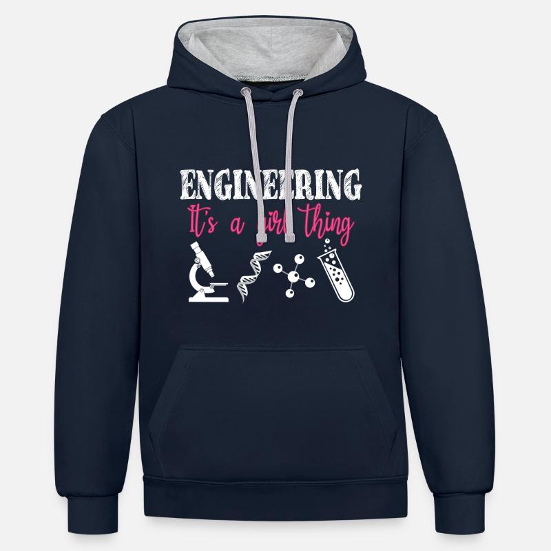 Engineering ist ein Mädchen-Ding - Kontrast-Hoodie - Navy/Grau meliert