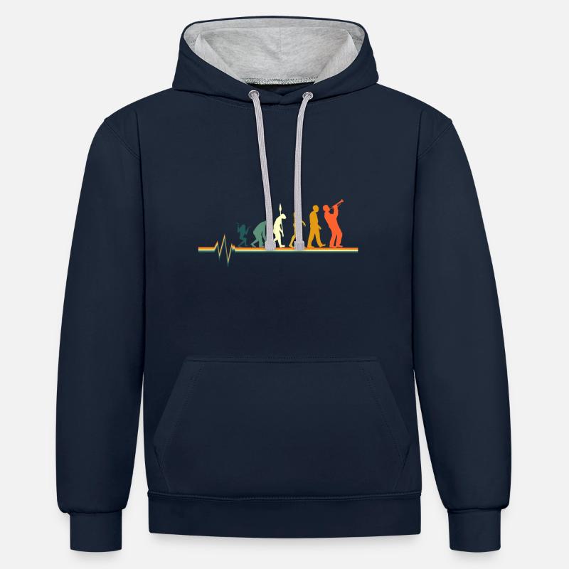 Trompette Heartbeat Evolution Instrument Gift - Sweat à capuche contrasté - bleu marine/gris chiné