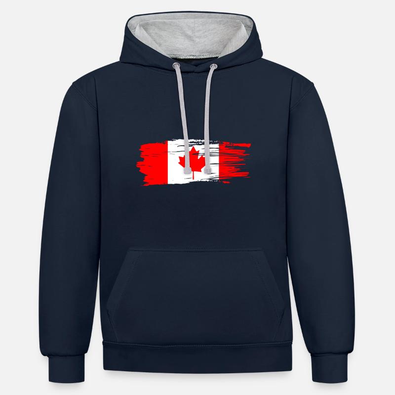 Drapeau du canada - Sweat à capuche contrasté - bleu marine/gris chiné