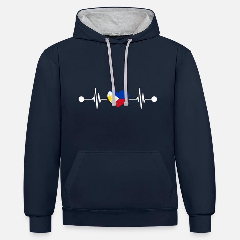 Heartbeat Philippine Philippines - Sweat à capuche contrasté - bleu marine/gris chiné