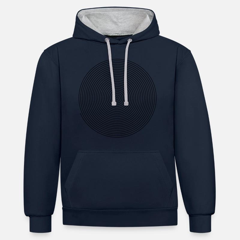 spirale - Sweat à capuche contrasté - bleu marine/gris chiné