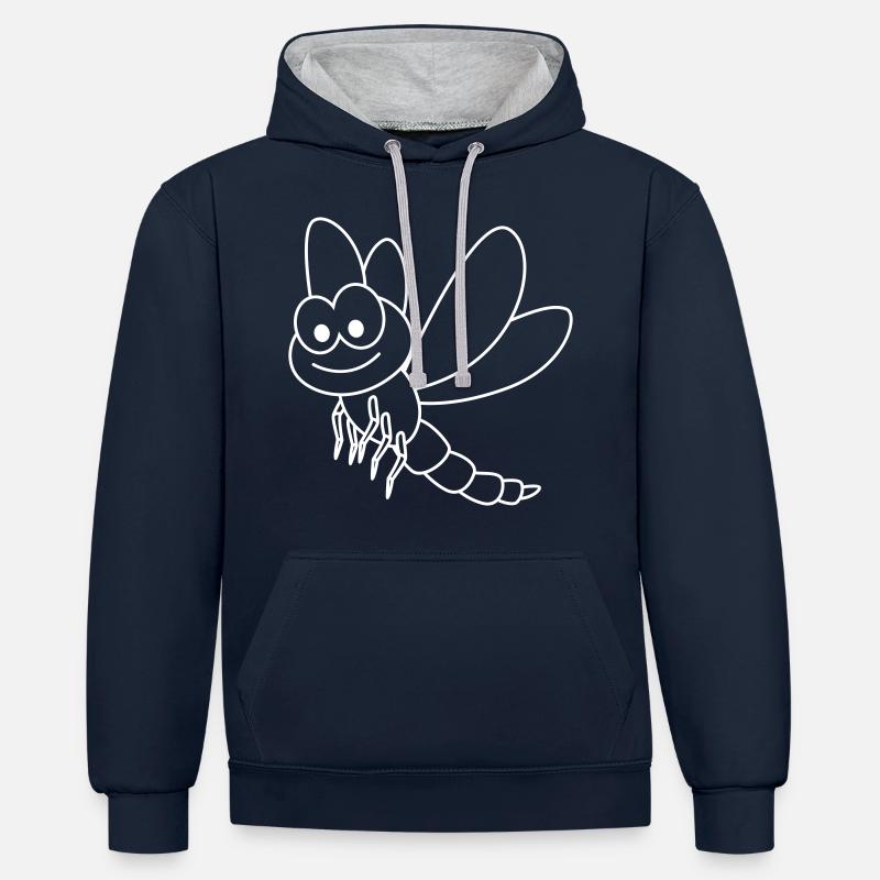 Libellule dragon fly - Sweat à capuche contrasté - bleu marine/gris chiné
