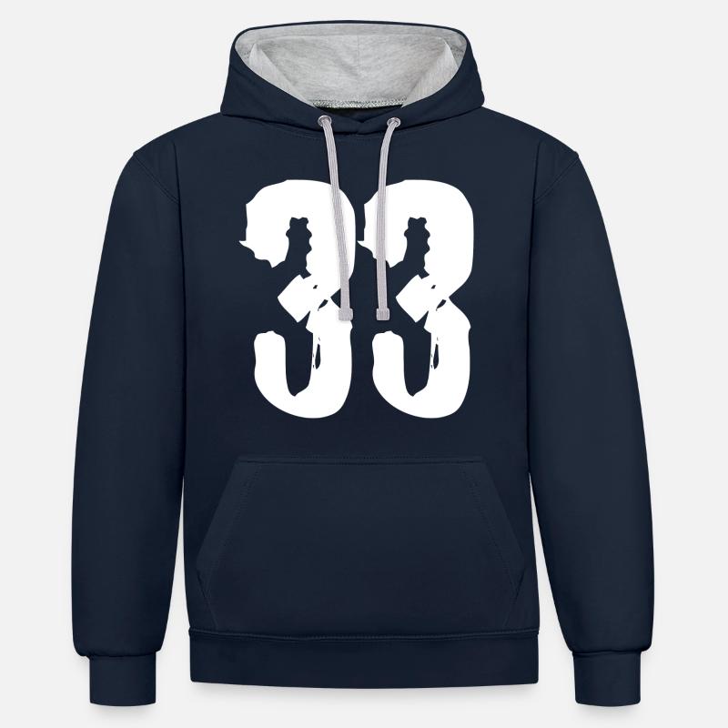 Maillot à 33 numéros - Sweat à capuche contrasté - bleu marine/gris chiné