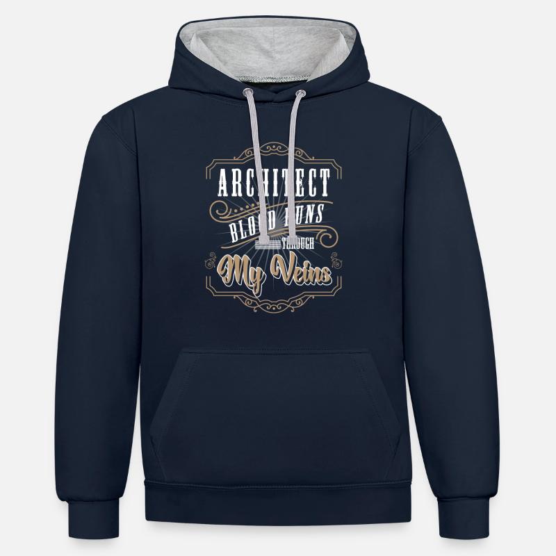 Engineer Construction Site Student Construction - Contrast hoodie - navy/heather grey