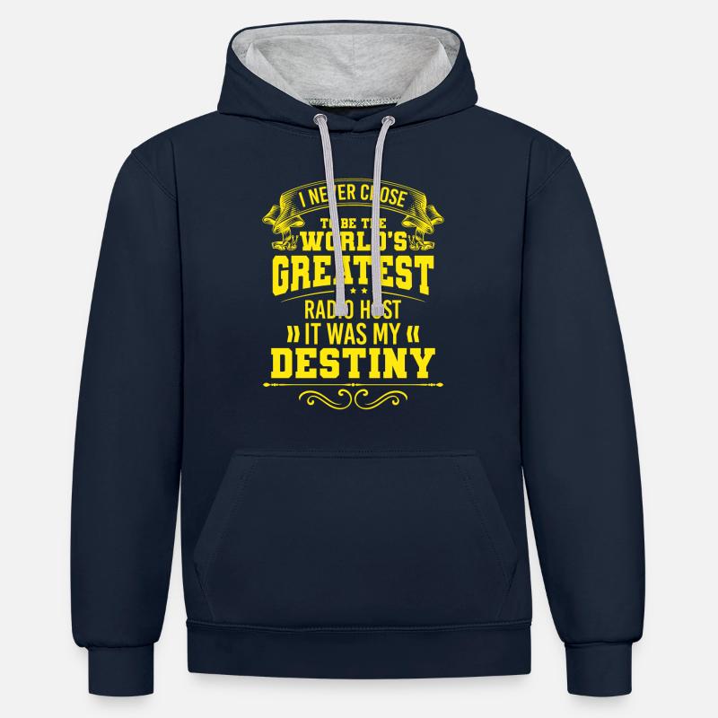 Fréquence de divertissement de podcast - Sweat à capuche contrasté - bleu marine/gris chiné