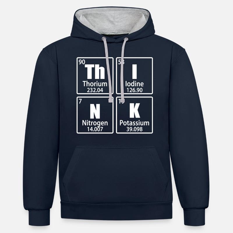 Think - Éléments du tableau périodique - Sweat à capuche contrasté - bleu marine/gris chiné