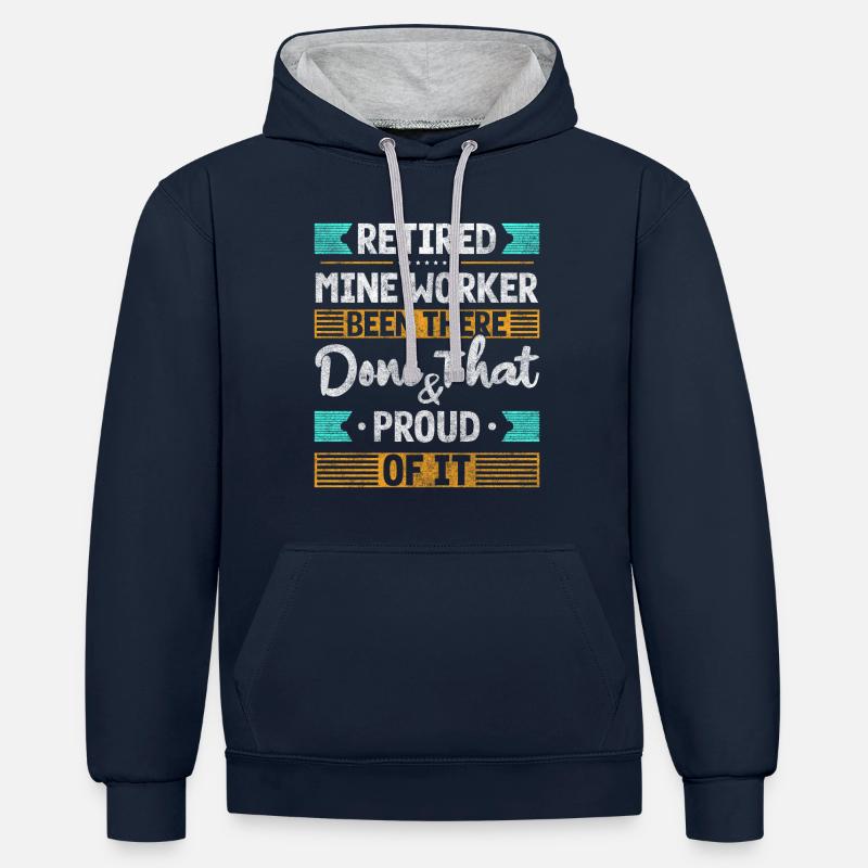 Mining, Worker, Coal - Contrast hoodie - navy/heather grey