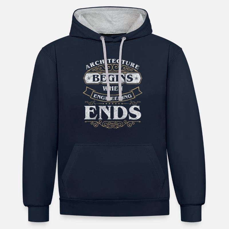 Engineer, Design, Architect's Office - Contrast hoodie - navy/heather grey