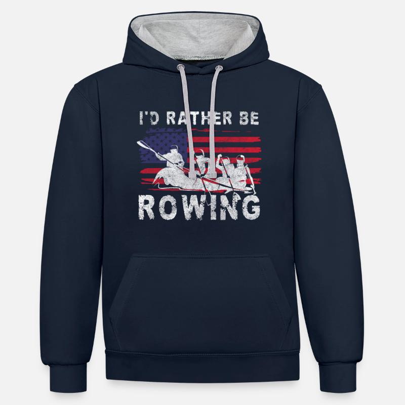 Rameur Athlète Bateau Puissance - Sweat à capuche contrasté - bleu marine/gris chiné