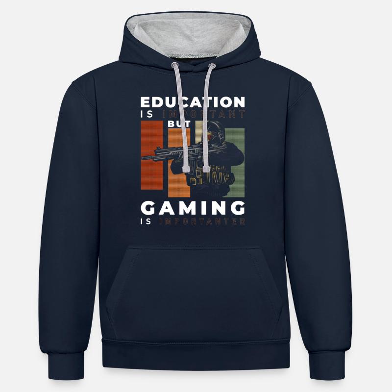Gamer Game Mouse Legend - Sweat à capuche contrasté - bleu marine/gris chiné