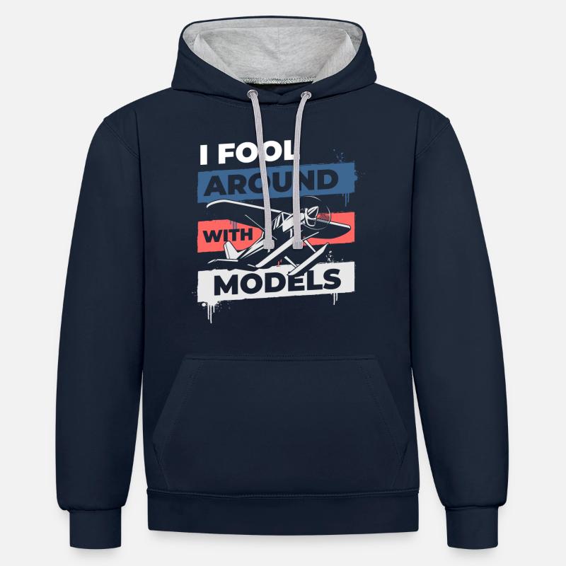 Model Builder Voltige aérienne - Sweat à capuche contrasté - bleu marine/gris chiné