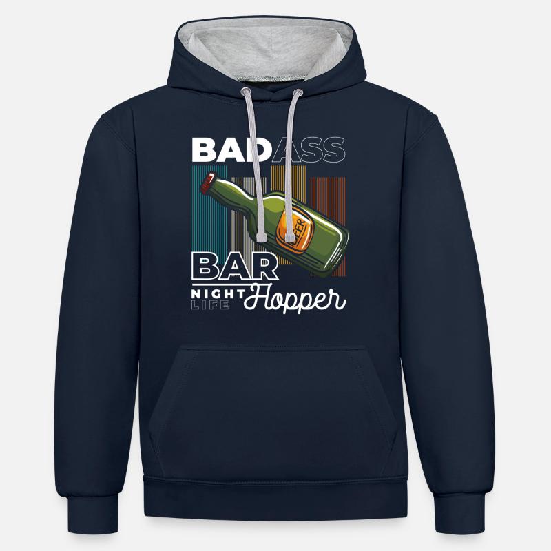 Feiern Freizeittrinker Freunde - Kontrast-Hoodie - Navy/Grau meliert