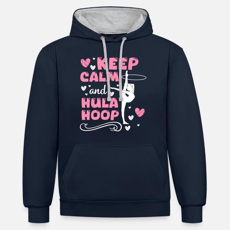 Hulahoop Workout Motivation - Kontrast-Hoodie - Navy/Grau meliert