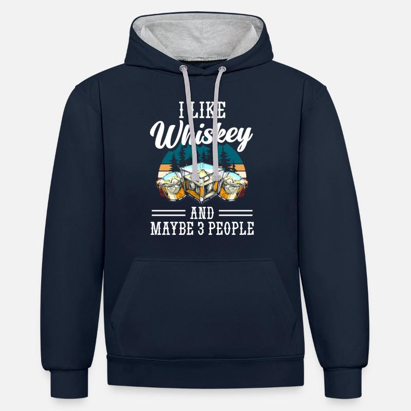 Bar à schnaps - Sweat à capuche contrasté - bleu marine/gris chiné