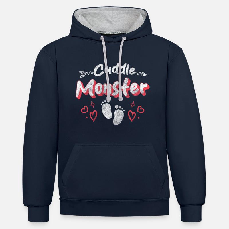Amour Sécurité Doux Doux - Sweat à capuche contrasté - bleu marine/gris chiné