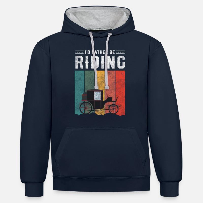 Métier de calèche Métier - Sweat à capuche contrasté - bleu marine/gris chiné