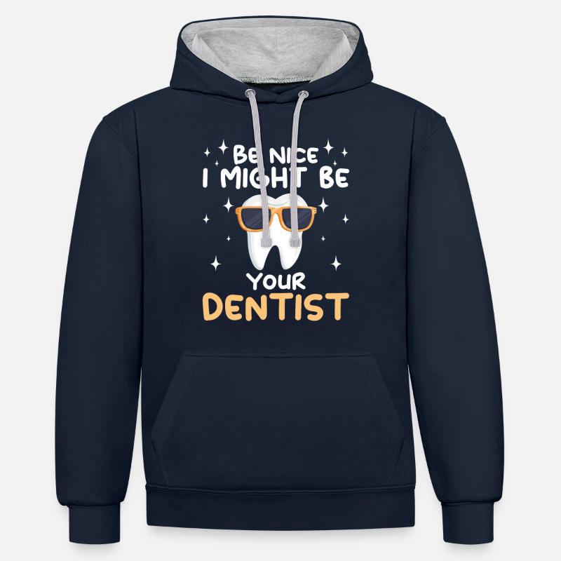 Dentiste Assistant Dentaire Médecine - Sweat à capuche contrasté - bleu marine/gris chiné