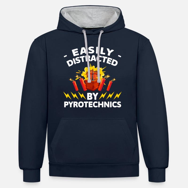 Pyrotechnik Highlight - Kontrast-Hoodie - Navy/Grau meliert