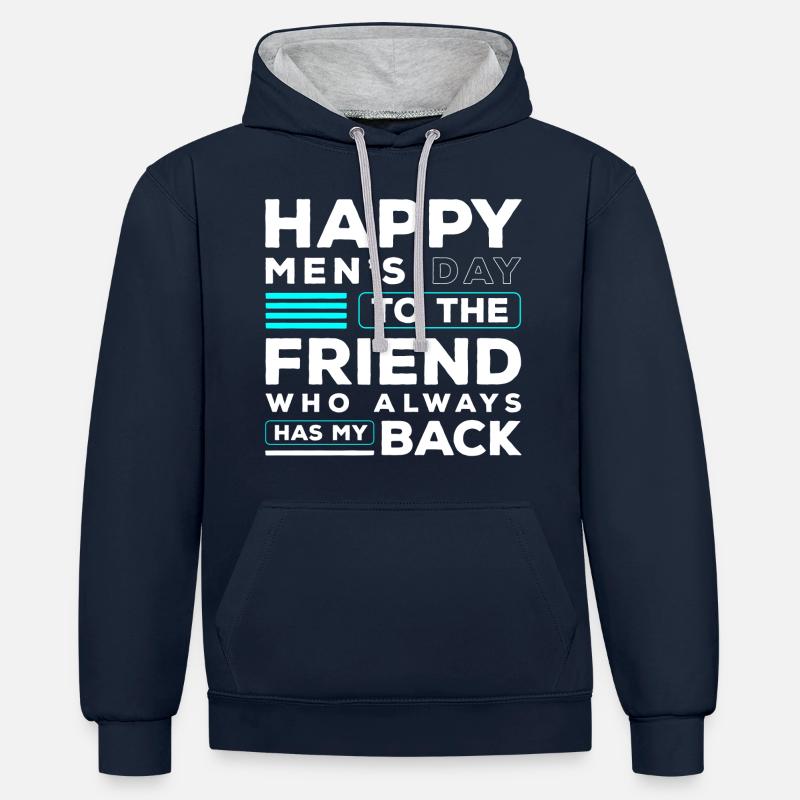 Mann Feier Bart Partner - Kontrast-Hoodie - Navy/Grau meliert