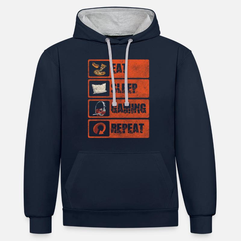 Zocker Legende Controller - Kontrast-Hoodie - Navy/Grau meliert