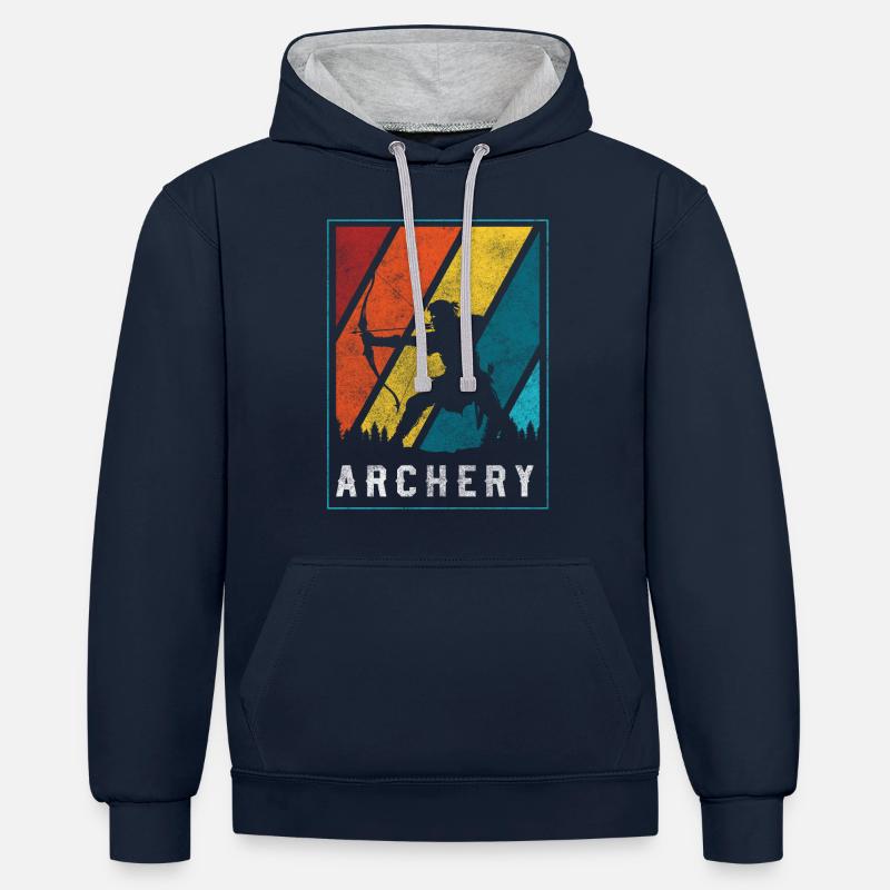 Tir à l’arc sur cible - Sweat à capuche contrasté - bleu marine/gris chiné