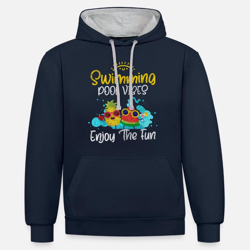 Nageurs Athlètes - Sweat à capuche contrasté - bleu marine/gris chiné