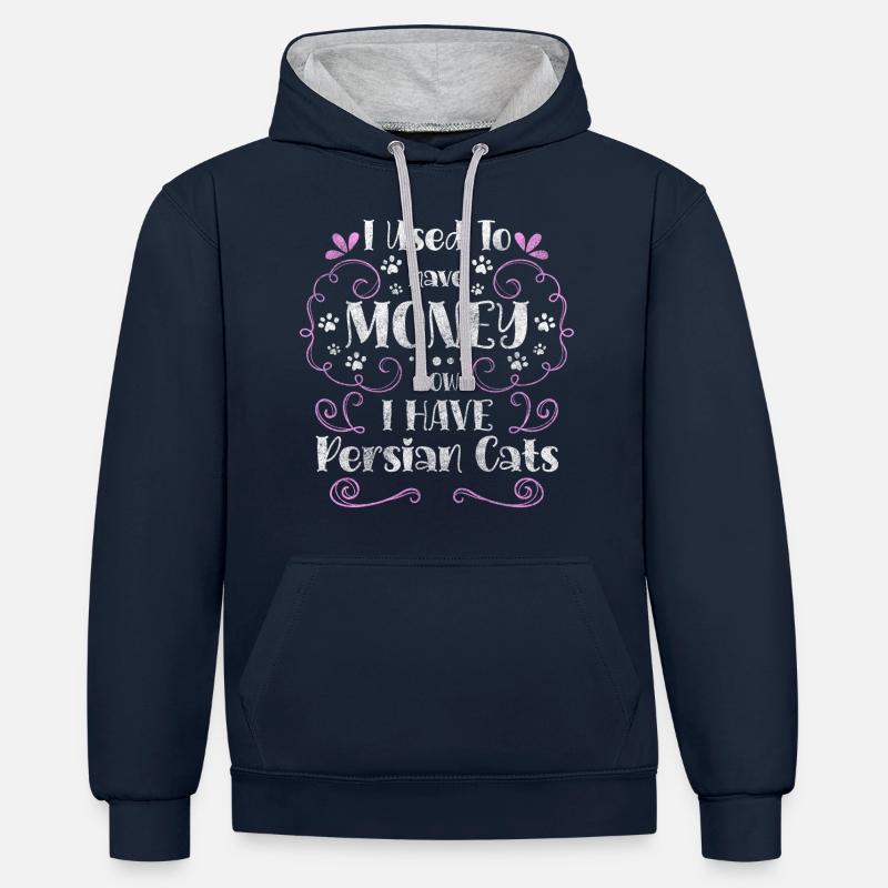 Persan Amour Doux - Sweat à capuche contrasté - bleu marine/gris chiné