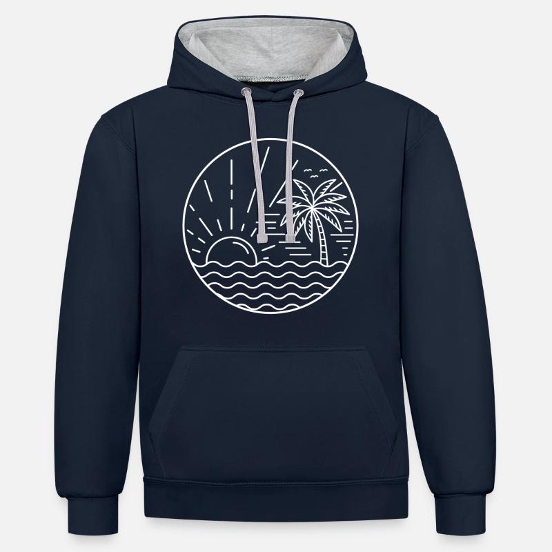Cercle du coucher de soleil - Sweat à capuche contrasté - bleu marine/gris chiné
