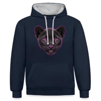 Pink Baby Panther | Baby Panther Head - Contrast hoodie - navy/heather grey - Front - Nico (186cm)