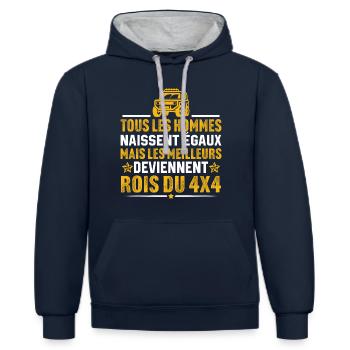 les meilleurs deviennent rois du 4x4 pilote de 4x4 - Sweat à capuche contrasté - bleu marine/gris chiné - Devant - Nico (186cm)